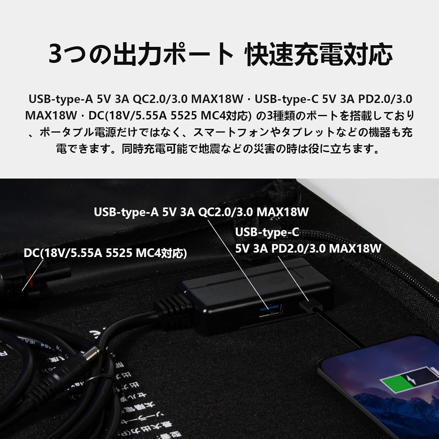Amazon | ソーラーパネル 100W ソーラーチャージャー 太陽光パネル